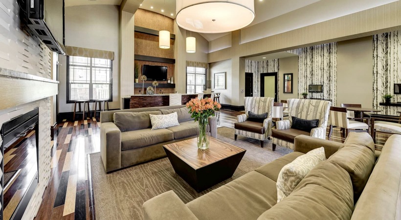 lounge with large areas of seating and easy access throughout room